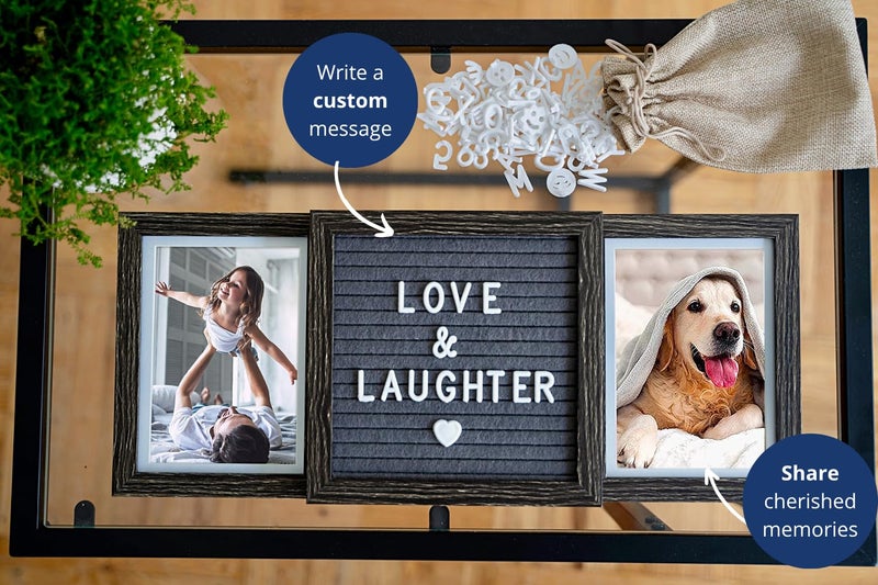 Oak letters Custom Picture Frames â€“ Personalized Picture Frame in Brown â€“ Custom Photo Gifts for Dad, Mom, Grandpa, or Papa â€“ Two 6x4 Photos with Customizable Felt Letter Board â€“ Keepsake for Family Memories - Image 3
